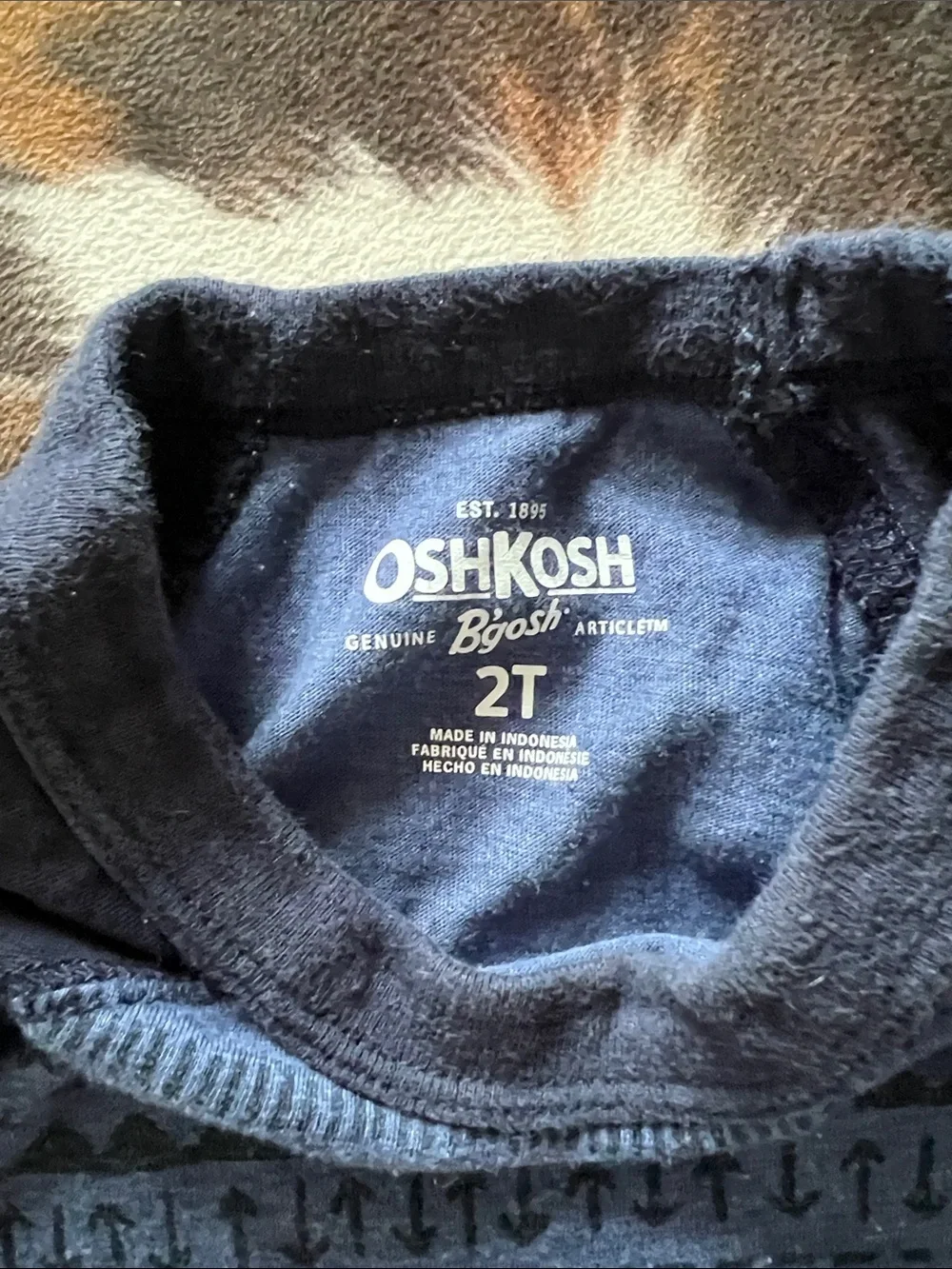 OshKosh B'gosh Blue Navy Patterned Raglan Long-Sleeve Tee